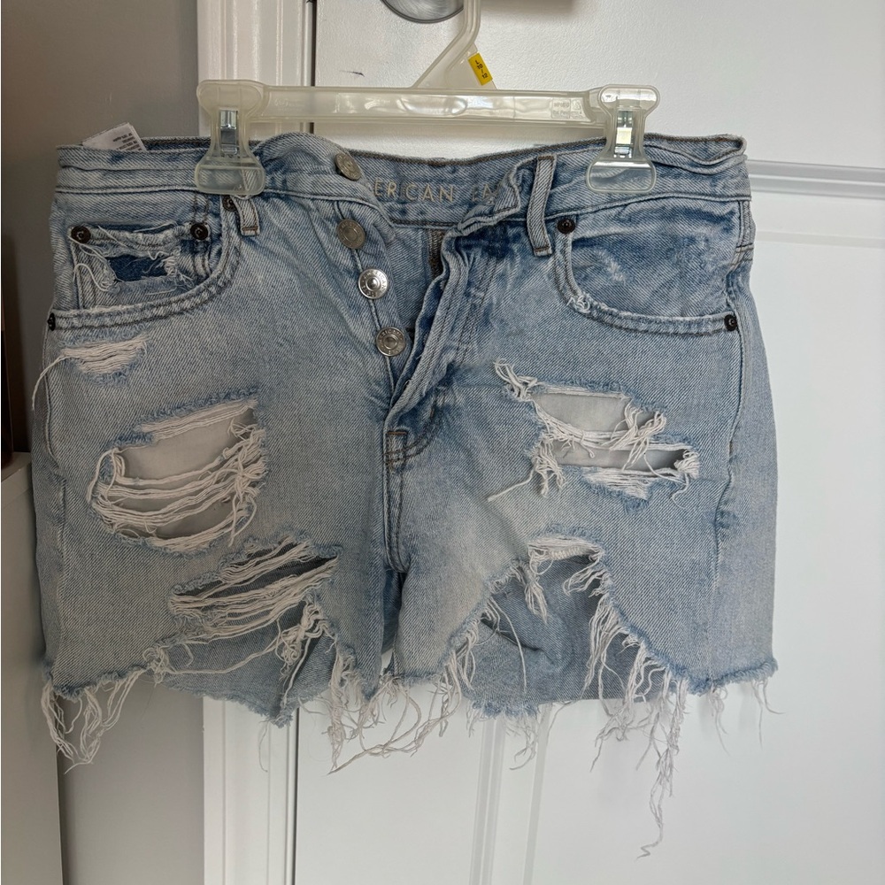American Eagle Light Blue Distressed Jean Shorts